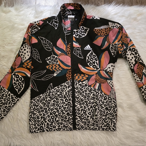 🐯 Adidas Printed – Floral Abstract | Zip-Up Track Jacket | XS - Picture 3 of 8